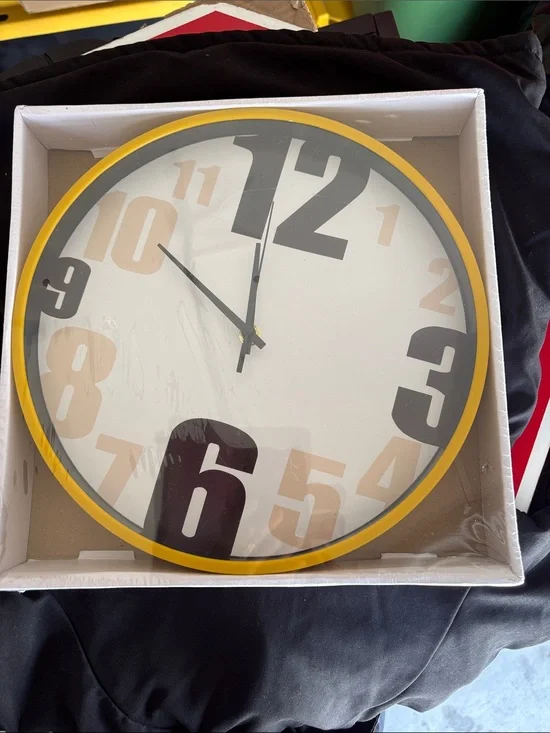 Brand Yellow-Rim Modern Oversized Numeral Wall Clock