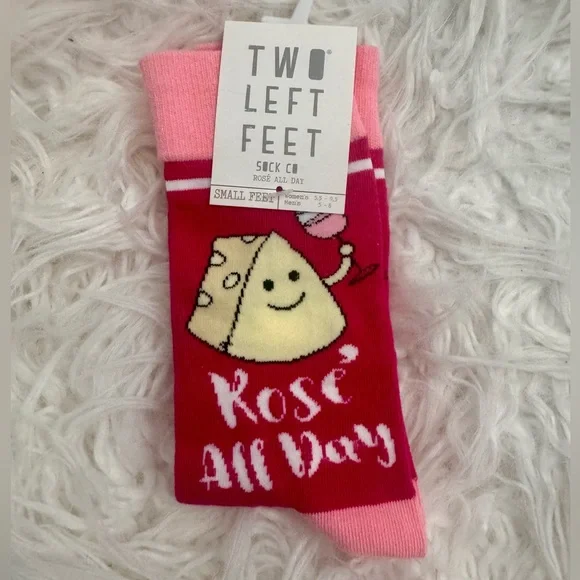🍓6/$15🍓 NWT Women’s Rosé & Cheese Socks “Rosé All Day”