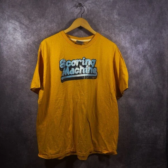 2000s Nike Scoring Machine Graphic T-Shirt Mustard Yellow XL