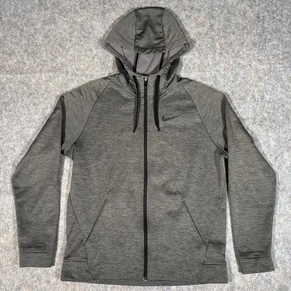Nike‎ Hoodie Mens M Dark Gray Dri Fit Full Zip Sweater Activewear NSW 931996 071