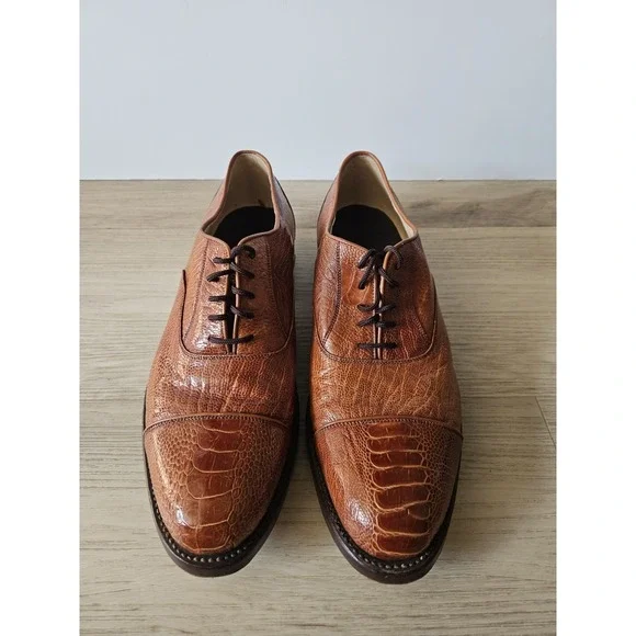 Stephen & Co. Cognac Ostrich Leg Dress Shoes Size 9.5 (Measures 11