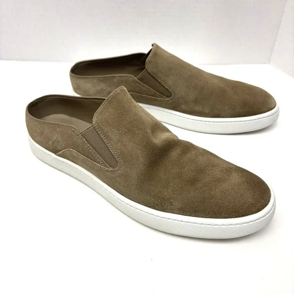 Vince Slip On Suede Leather Shoes Womens‎ Size 8 38 Beige Casual Flats Sneakers