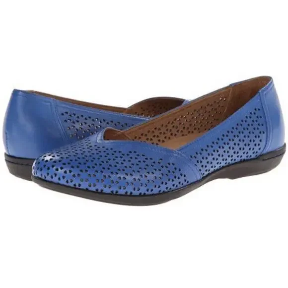 Dansko NEELY Women's 38/US 8 Blue Leather Perforated Loafer Flat Comfort Shoes