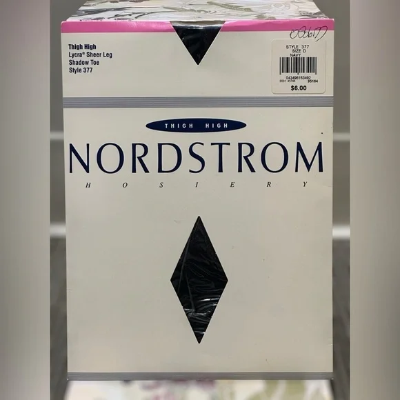 Vintage‎ Y2K Nordstrom Hosiery Thigh High Lycra Sheer Leg Shadow Toe Navy Size D