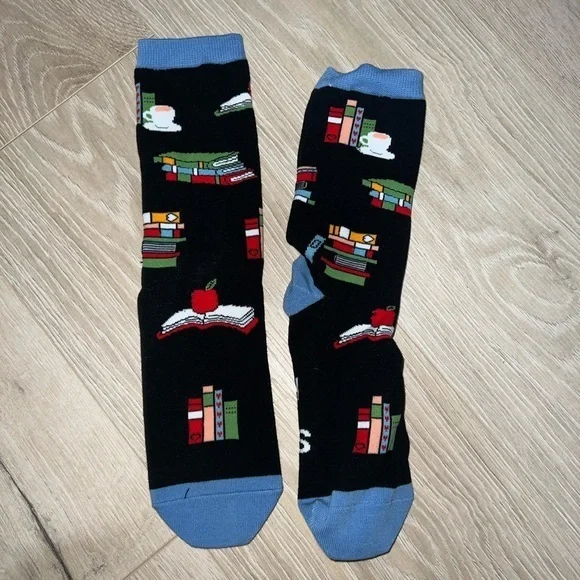 Book-Themed Black and Blue Socks New black and sky blue socks SHH SHH Im reading