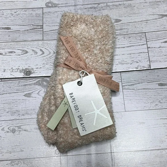 Barefoot‎ Dreams CozyChic Heathered Socks Dusty Rose White  S / M