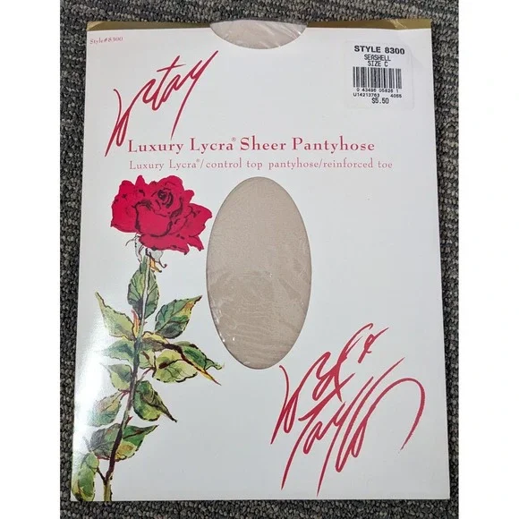 Lord & Taylor Luxury Lycra Pantyhose Sheer Control Top Size‎ C Seashell Vintage