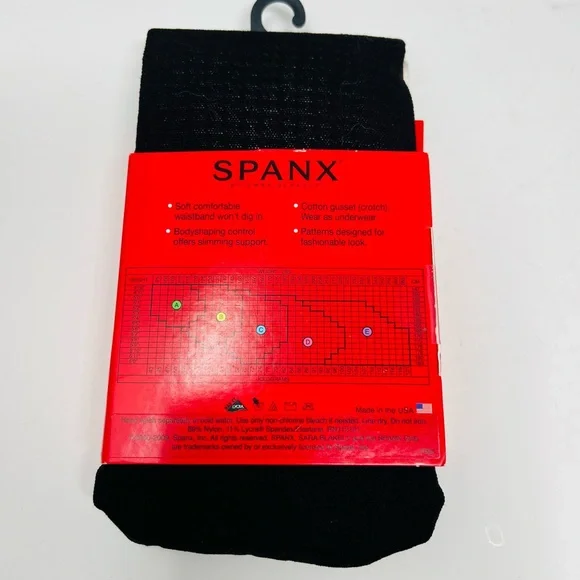 NWT Spanx Black Tight-End Tights Patterned in Black Size A (Small)