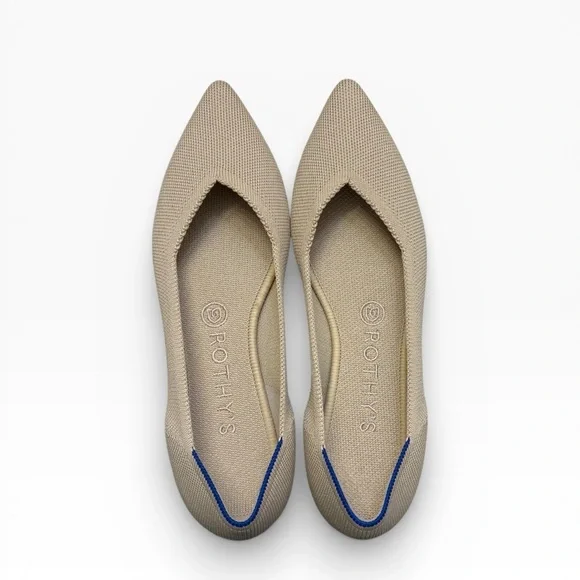 Rothy's Women's cream beige the point ballet Flats 8.5 shoes