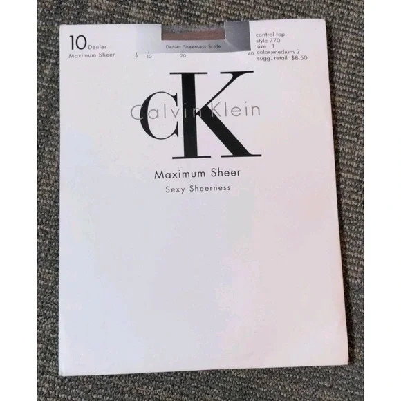 Vtg Calvin Klein 770 Maximum Sheer Control Top Pantyhose Med 2, Sz 1,‎ 10 Denier