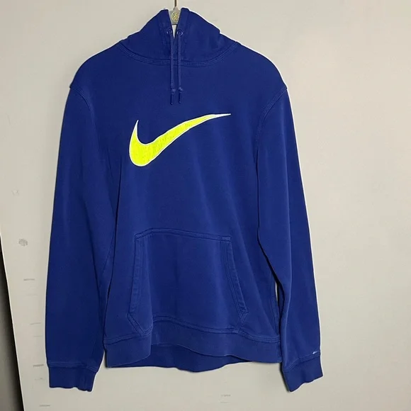 Nike Royal Blue Hoodie with Neon Yellow mesh jersey Swoosh