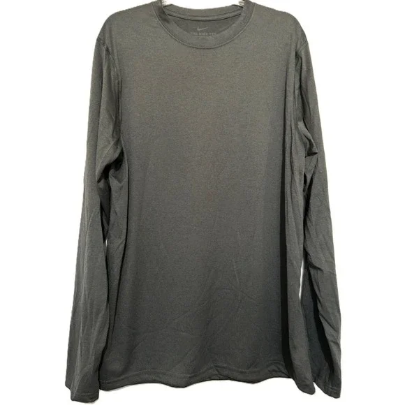 Nike Mens Dri-Fit The Nike Tee‎ Long Sleeve T-Shirt Charcoal Gray Large L Active