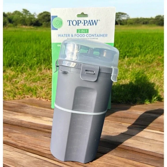 Top Paw For Travel Container For Dog 2-in-1 Food And‎ Water Leak Proof Portable