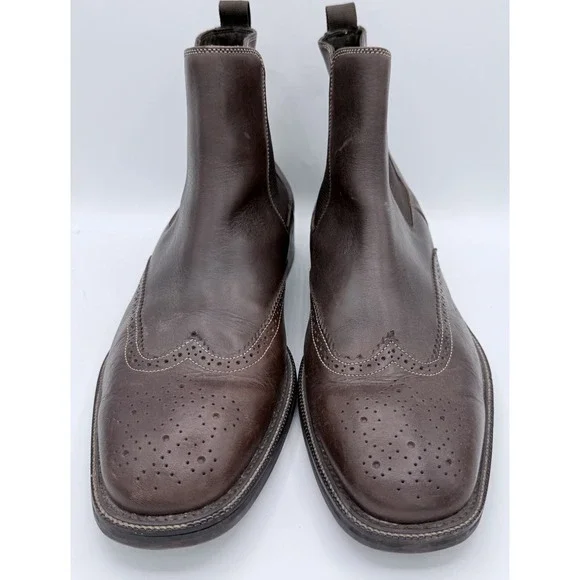 Cole Haan Men's‎ 12 Brown Leather Chelsea Boots Wingtip Brogue Dress Ankle EUC