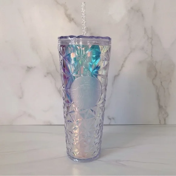 Starbucks 2023 Christmas Holiday Clear Diamond Prism Crystal Venti Tumbler- NWT