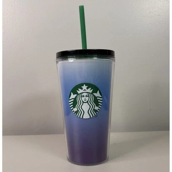 Starbucks 2021 Tumbler 16 Oz Blue Ombre Green Lid Straw Cup