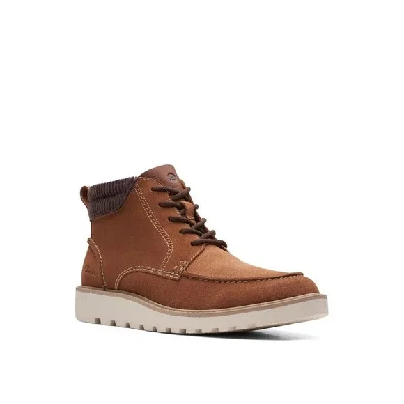 Clarks Men's Barnes Mid Boot Cola Suede Fabric Suede Size 8.5 8 1/2 New w/‎ BOX