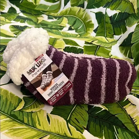 Muk Luks Purple Striped Cozy Socks