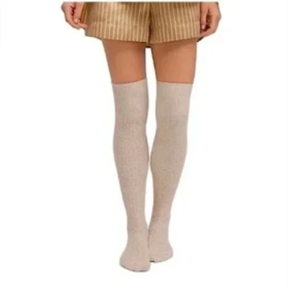 Pudus Women's Tan Thigh-high‎ Sweater Socks Shoe Size 6-10 NEW!