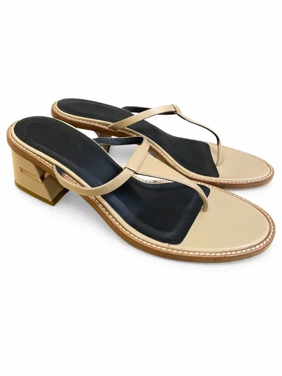 NEW‎ Tibi Beige and Black Block Heel Thong Sandals Size 39/9