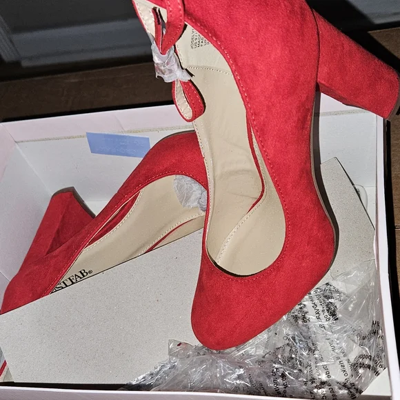 JustFab Bold Red Suede Heels