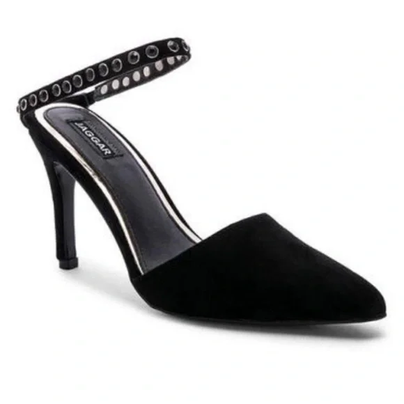 Jaggar Opulent Studded Pointed Toe Sling back Black Heels Size 10