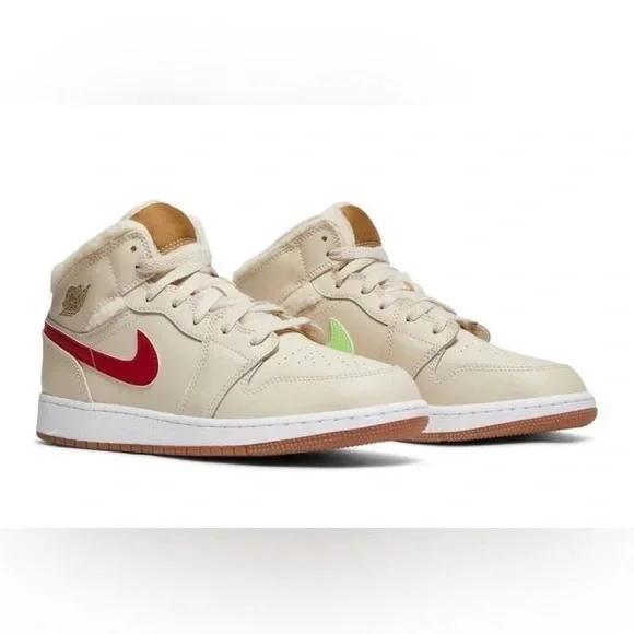 $250 Nike Air Jordan Mid Utility Fleece in Beige