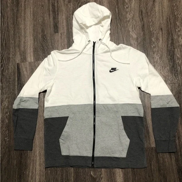 Nike Colorblock Full-Zip Hoodie - Gray, White & Black