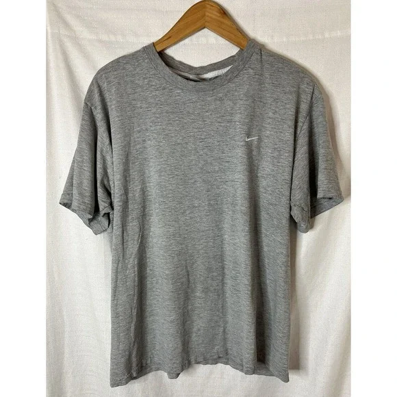 Vtg Nike Mens XL Solid Grey T-Shirt w/ White Embroidered Swoosh READ