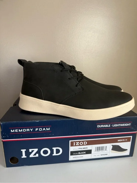Izod Men's Palmer Casual Chukka Boot 1815298 Black White New in Box Size 11