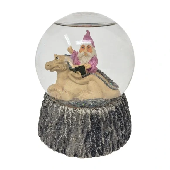 Krystonia Snow Globe Wizard Musical Puff The Magic Dragon Mythical Vintage 80s