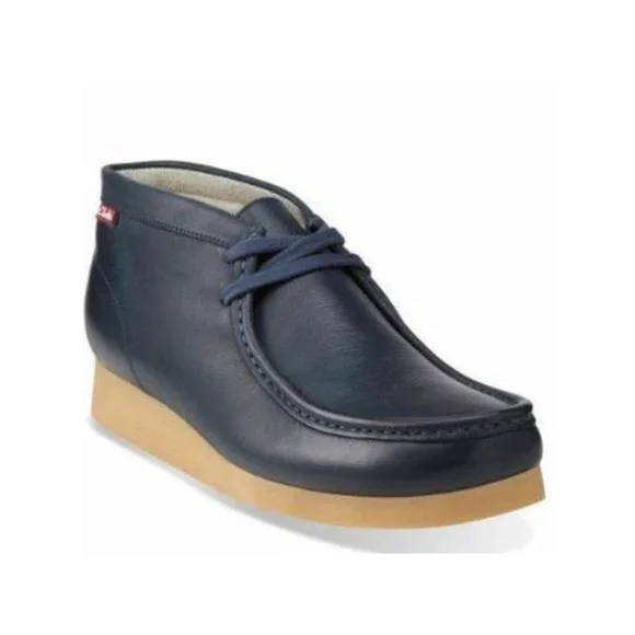 Clarks Stinson Hi Men 9.5 Navy Leather Wallabee Boot Blue Chukka