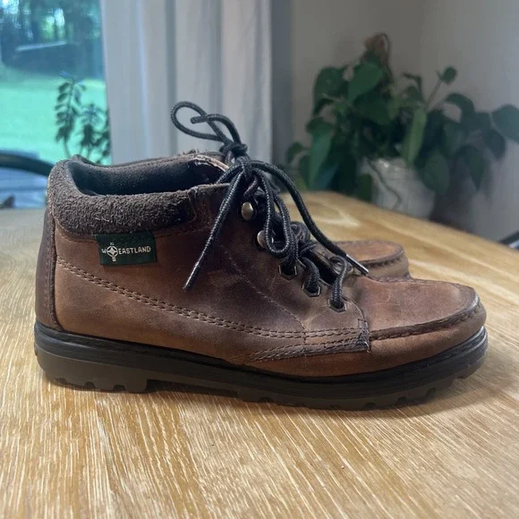 Vintage Eastland Boots Womens 7 M Brown Leather Moc Toe‎ Hiking Chukka