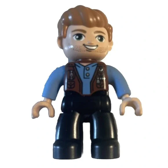 LEGO Minifigure Owen Grady Jurassic World Brown Vest‎ Green Eyes Stubbled