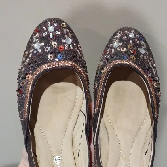 Michael Shannon Multicolor Sequin And Bead Kitten Heel Shoes, 9.5