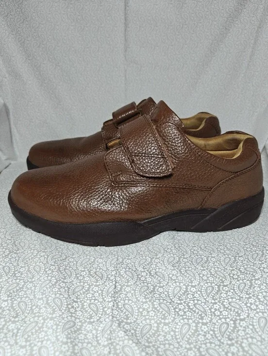 Dr. Comfort William Diabetic Leather Hook Loop Strap Orthopedic Chestnut Men 13W