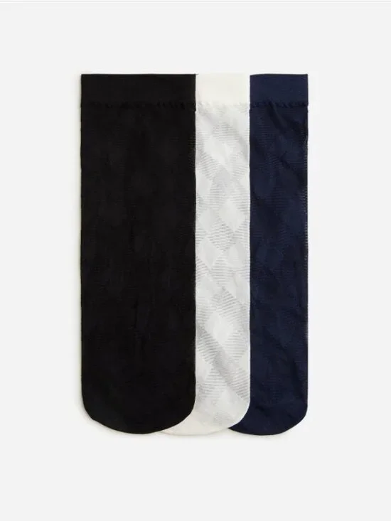 J.Crew Factory Sheer Buffalo Plaid Socks Three-pack