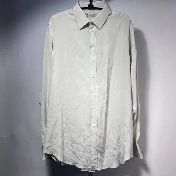 GUCCI Monogram Fabric 100% Silk‎ Taupe Button Down Men 15 1/2-39 AUTH VTG NWOT