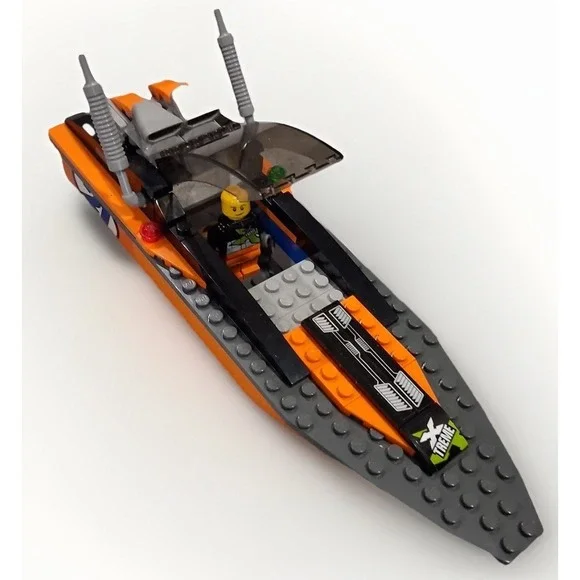 LEGO City Speedboat Orange Black Racing Boat with Pilot Minifigure 60005 21