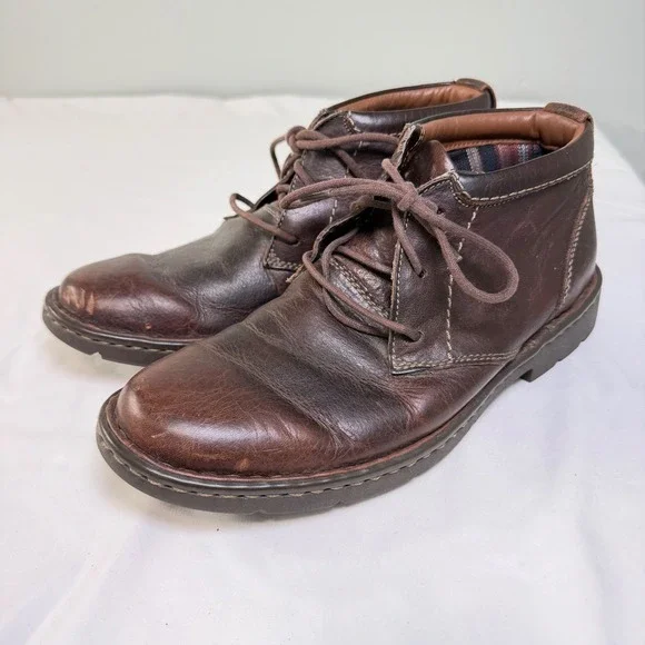 Clarks Stratton Limit Lace Up Chukka Ankle Boots in Brown‎ Leather Size 8