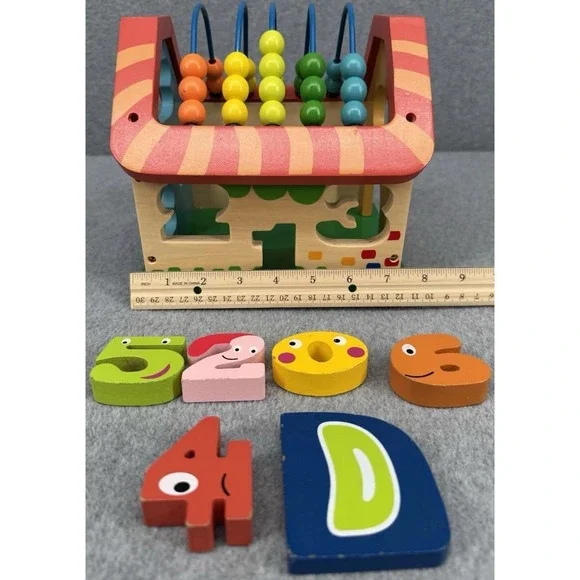 Wooden Shape‎ Sorter House Bead Maze Activity Cube Numbers ABC Blocks