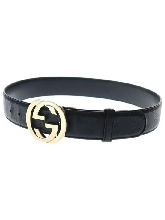 Gucci Interlocking Leather Belt Gold Black