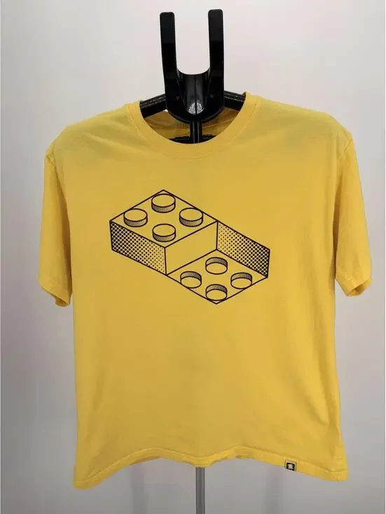Yellow Graphic Brick Print T-Shirt Casual Streetwear‎ Large