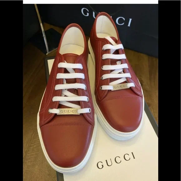 Gucci Red‎ Leather Miro'soft Logo Sneakers, Sz. UK 7