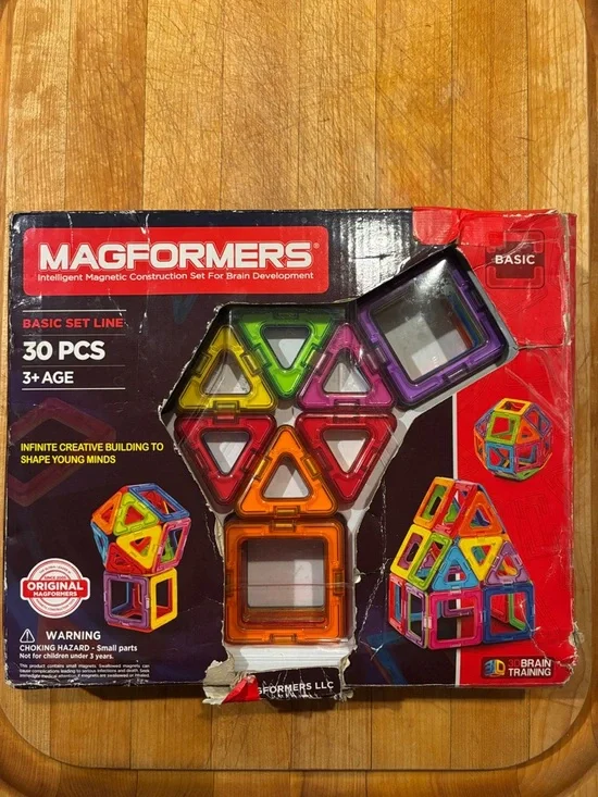 Magformers Basic Rainbow Set Multicolor Magnetic Tiles 30 Pieces
