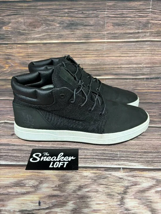Timberland‎ Davis Square Chukka Shoes Men's Black Leather Size 9