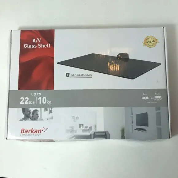 Barkan Mount Universal A/V Tempered‎ Glass Shelf Holds 22 Pounds