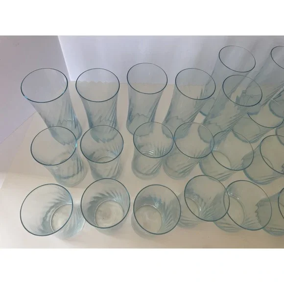 Vintage‎ Mirage Bermuda Blue Glassware Set 24 Pc Coastal Mid Century Barware