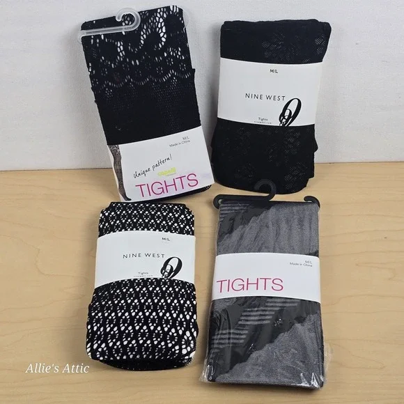 4 Womens Fishnet Tights Black Stockings Ladies M/L Costume Goth Punk New Lot