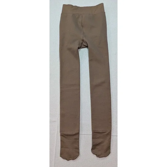 Fleece Lined Tights Womens One Size Brown Excellent Footed Leggings